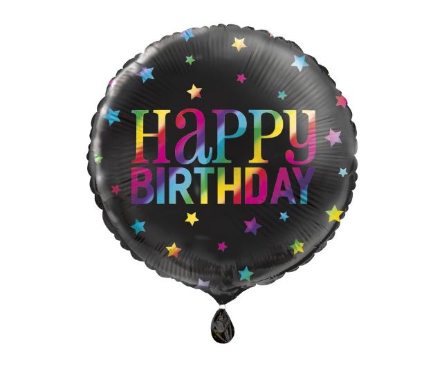 Round Rainbow Happy Birthday 18 Inch Foil Balloon