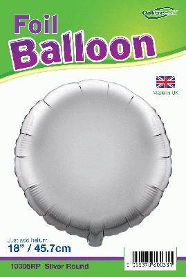 Silver Round Shaped Foil Balloon 18"