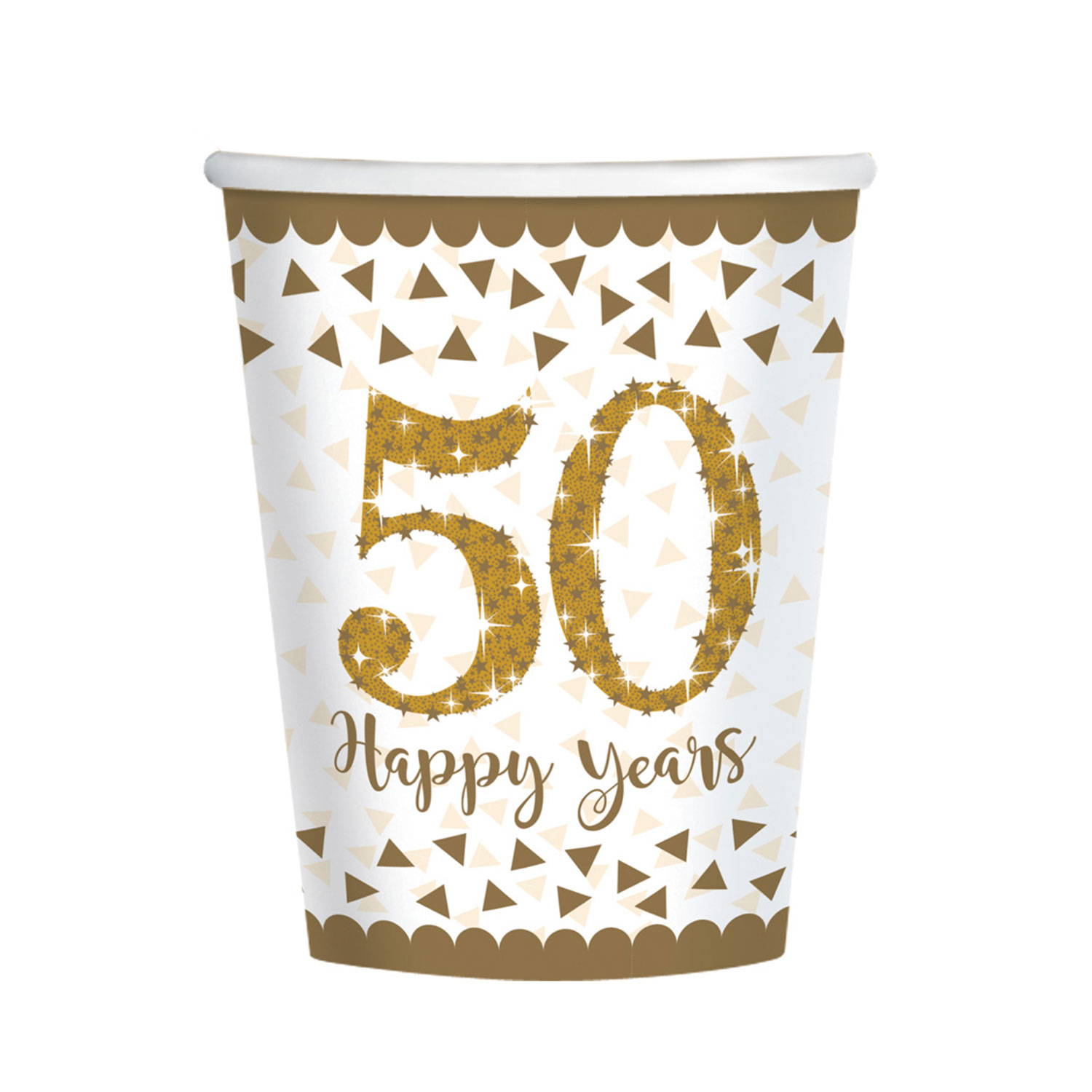 Sparkling Golden Anniversary Paper Cups 266ml