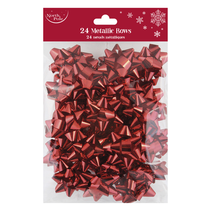 24PK RED METALLIC BOWS