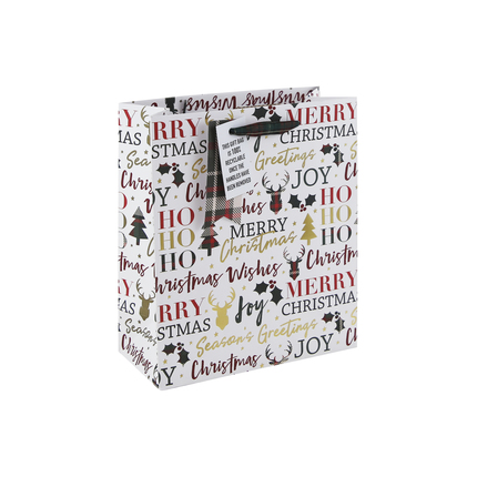 MERRTY XMAS STAGS MEDIUM BAG