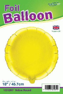 Yellow Round Shaped Foil Balloon 18"