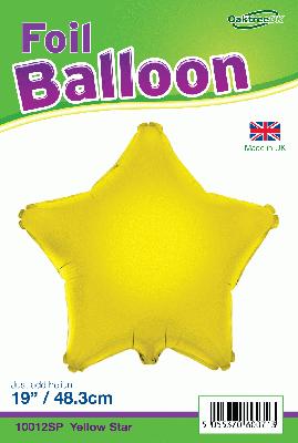 Yellow Star Shaped Foil Balloon 19"