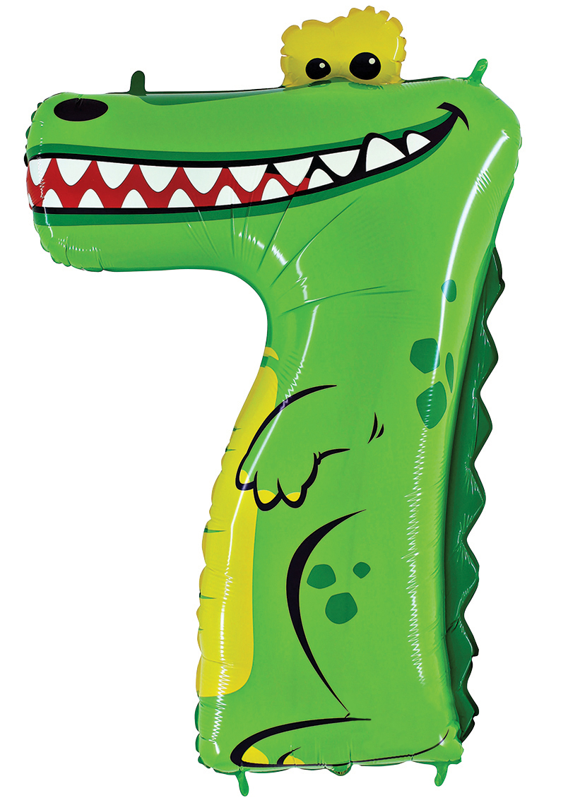 Zooloon  Number 7 Crocodile 40 Inch Foil Balloon