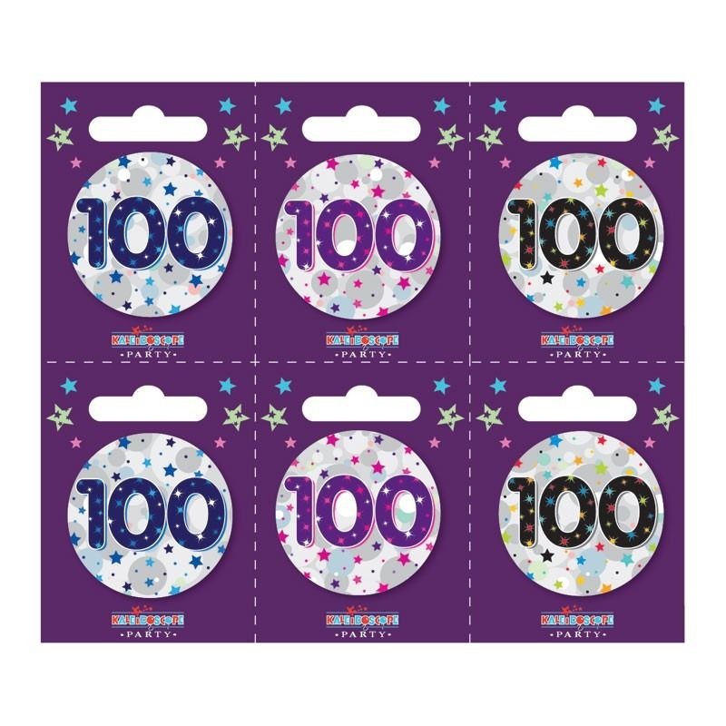 Age 100 Small Badges Pack of 6