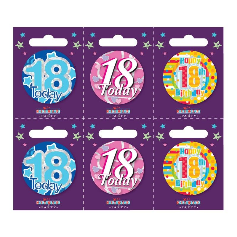 Age 18 Small Badges Pack of 6