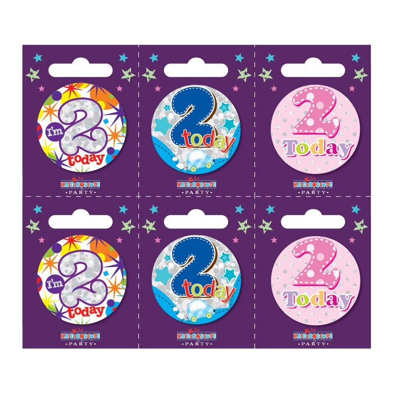 Age 2 Small Badges Pack of 6