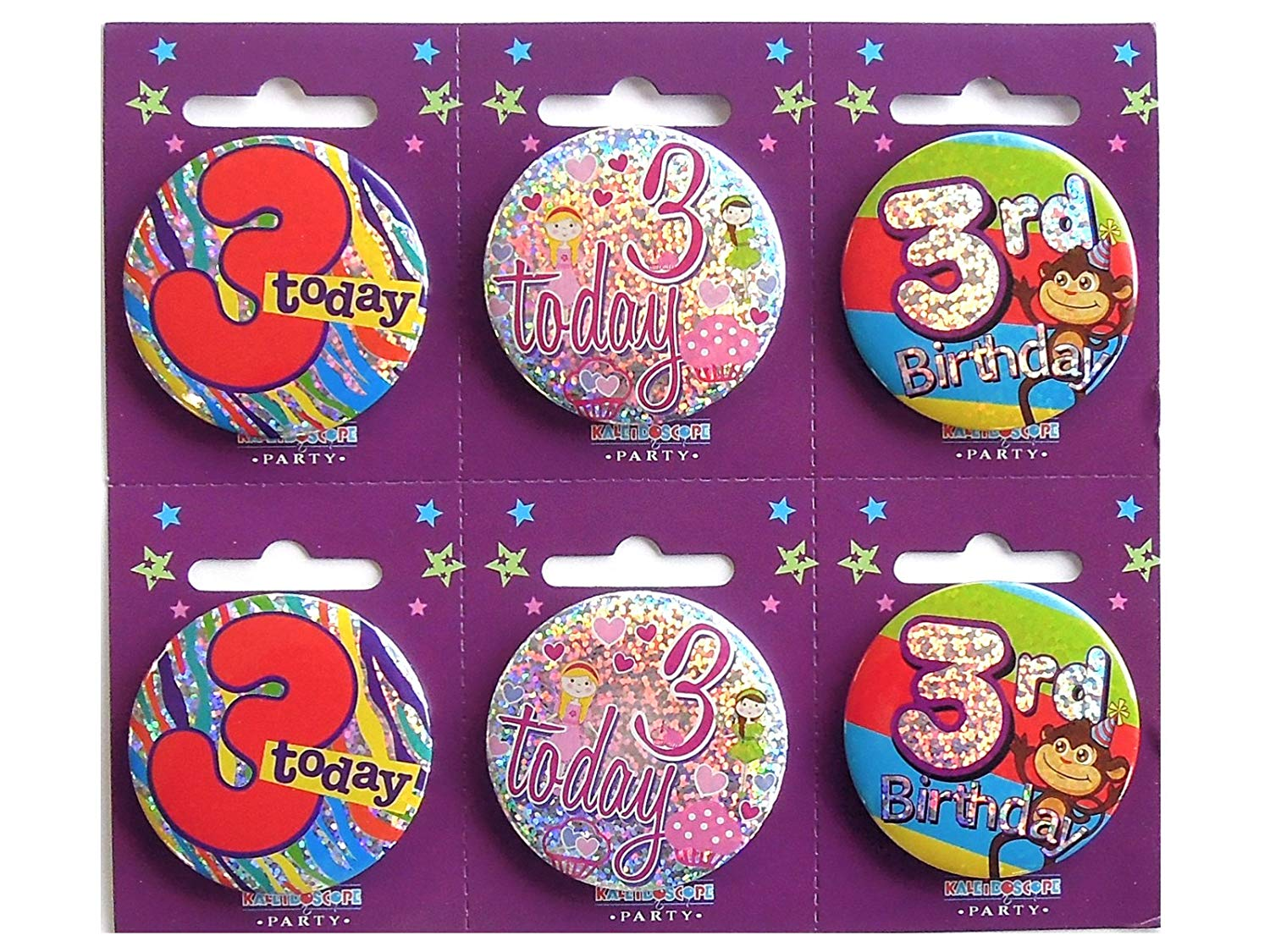 Age 3 Small Badges Pack of 6