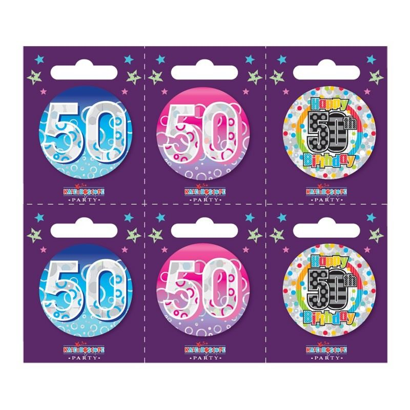 Age 50 Small Badges Pack of 6
