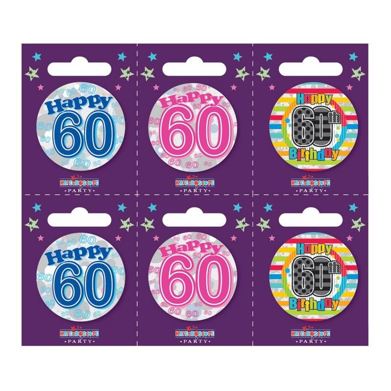 Age 60 Small Badges Pack of 6