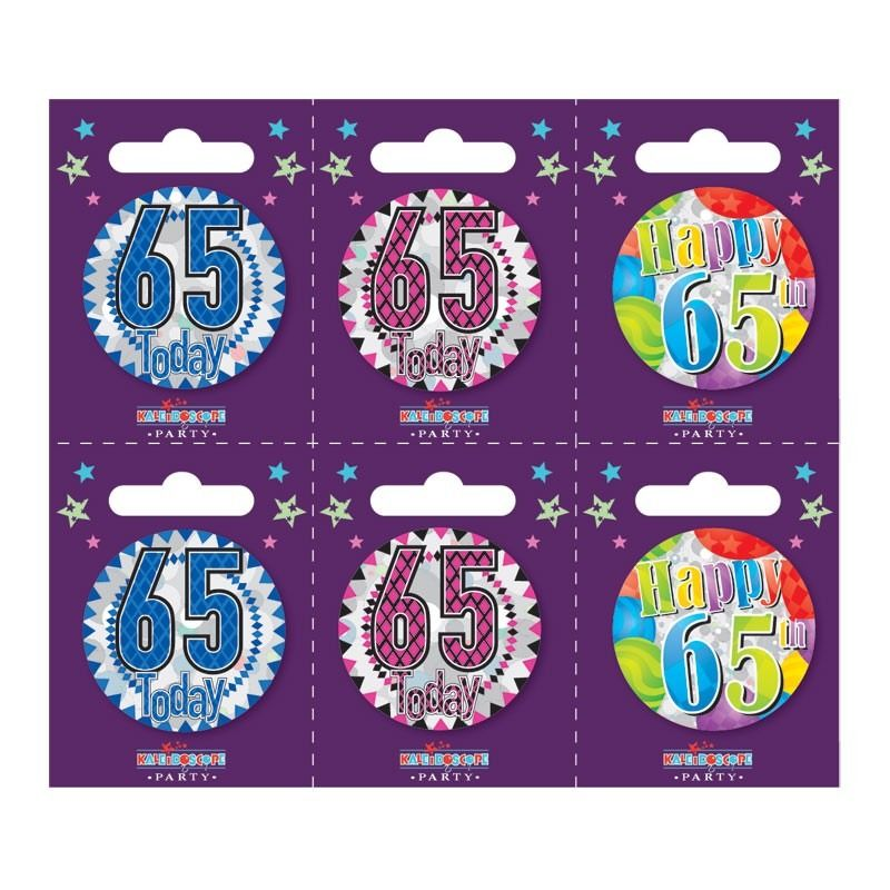 Age 65 Small Badges Pack of 6