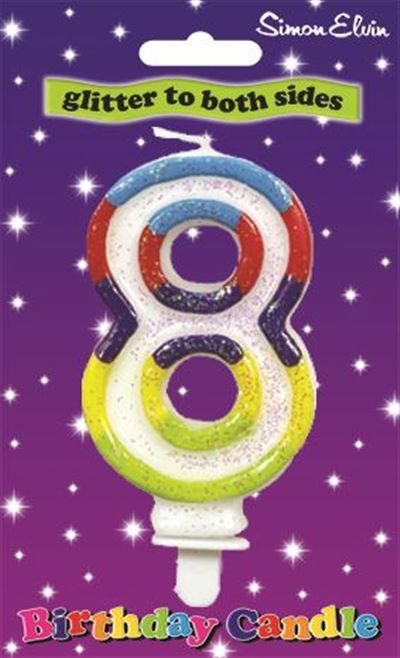 Age 8 Multi Colour Birthday Cake Candle Number 8 Cake Decoration (Se) (Sold in 6s)