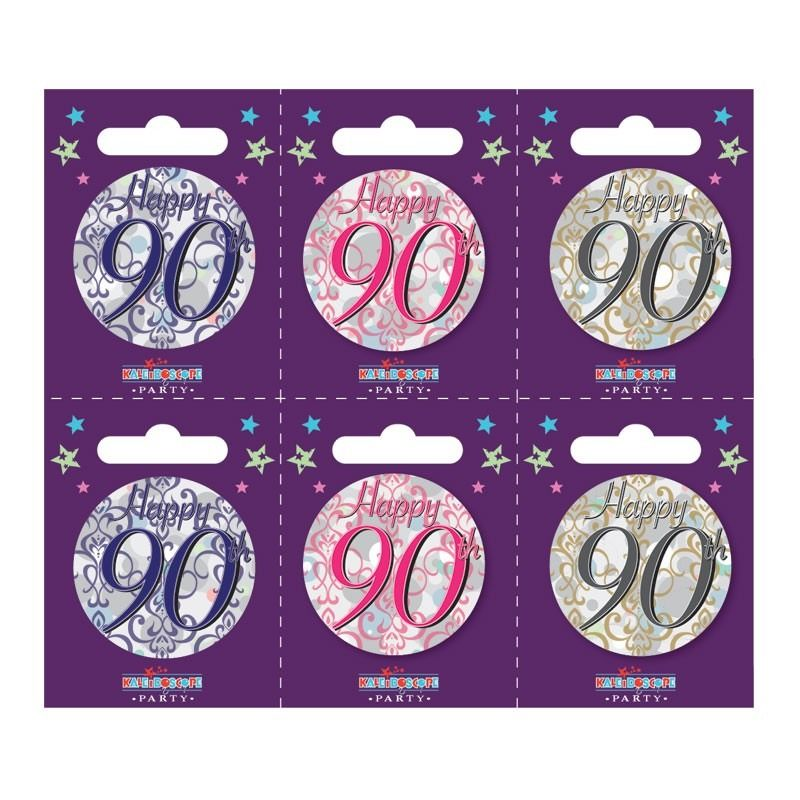 Age 90 Small Badges Pack of 6