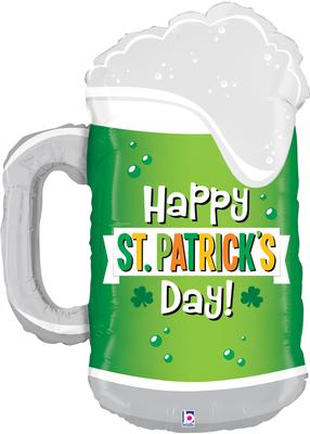 Betallic 34" Shape St Patricks Day Green Beer Foil Balloon