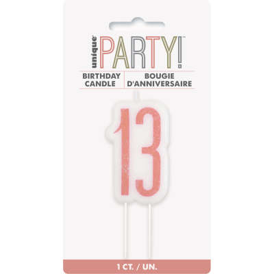 Birthday Glitz Rose Gold Number Candle-13