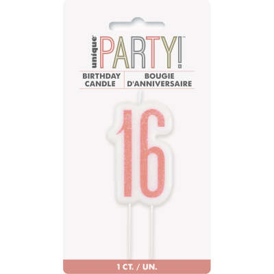 Birthday Glitz Rose Gold Number Candle-16