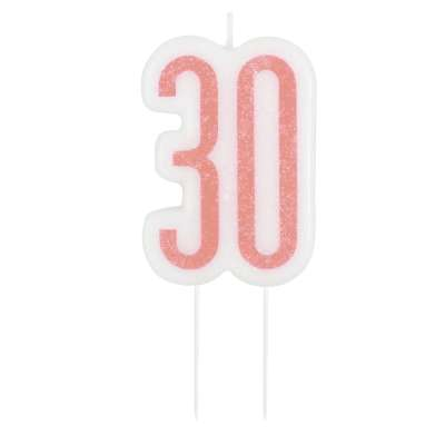 Birthday Glitz Rose Gold Number Candle-30