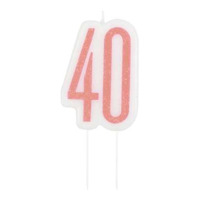 Birthday Glitz Rose Gold Number Candle-40