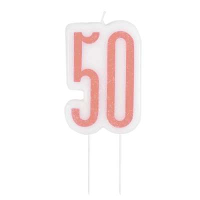 Birthday Glitz Rose Gold Number Candle-50