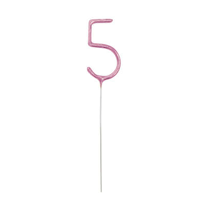Birthday Pink Glitz Number 5 Sparkler 7"