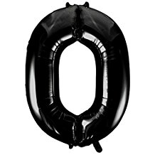 Black Foil Balloon Number 0 - 34"