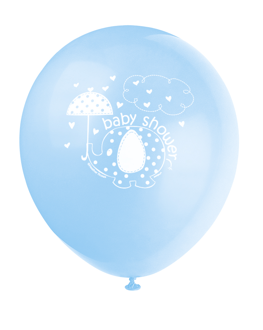 Blue Umbrellaphants Balloons Printed 1 Side 12" (8pk)