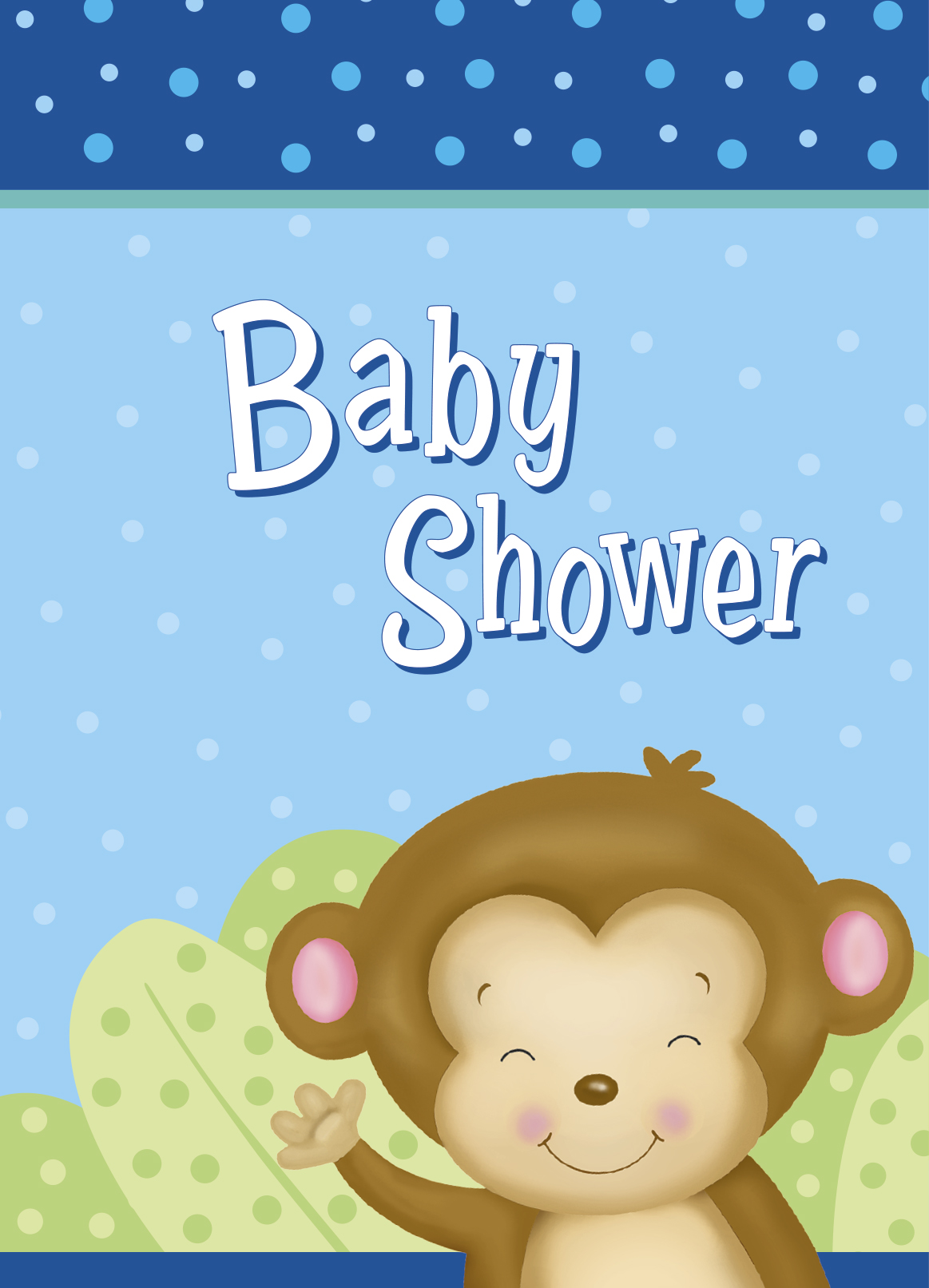 Boy Monkey Baby Shower Invitations (8pk)