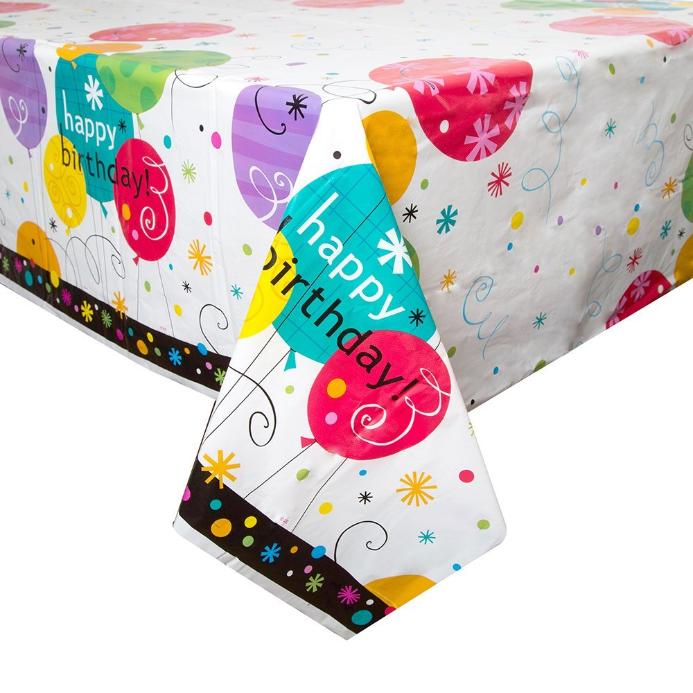 Breezy Birthday Plastic Tablecover 54" x 84"