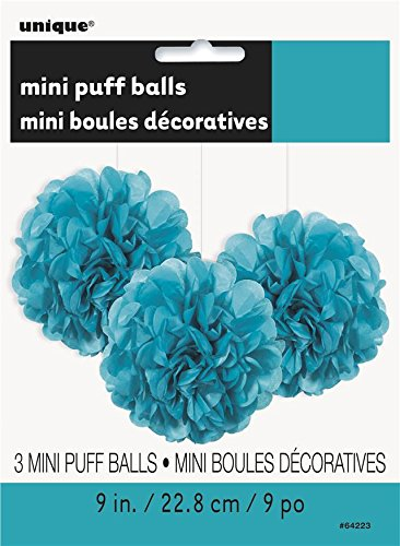 Caribbean Teal Tissue Puff Decorations 9" (3pk)