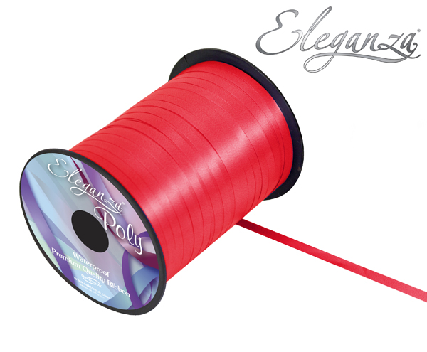 Eleganza Poly Curling Ribbon 5mm x500yds No.16 Red