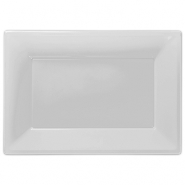 Frosty White Plastic Serving Platters - 3PK