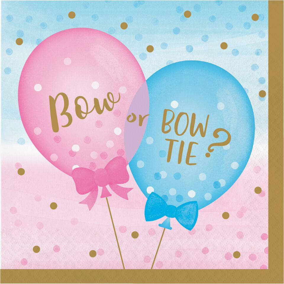 Gender Reveal Balloons Luncheon Napkins Pack of 16
