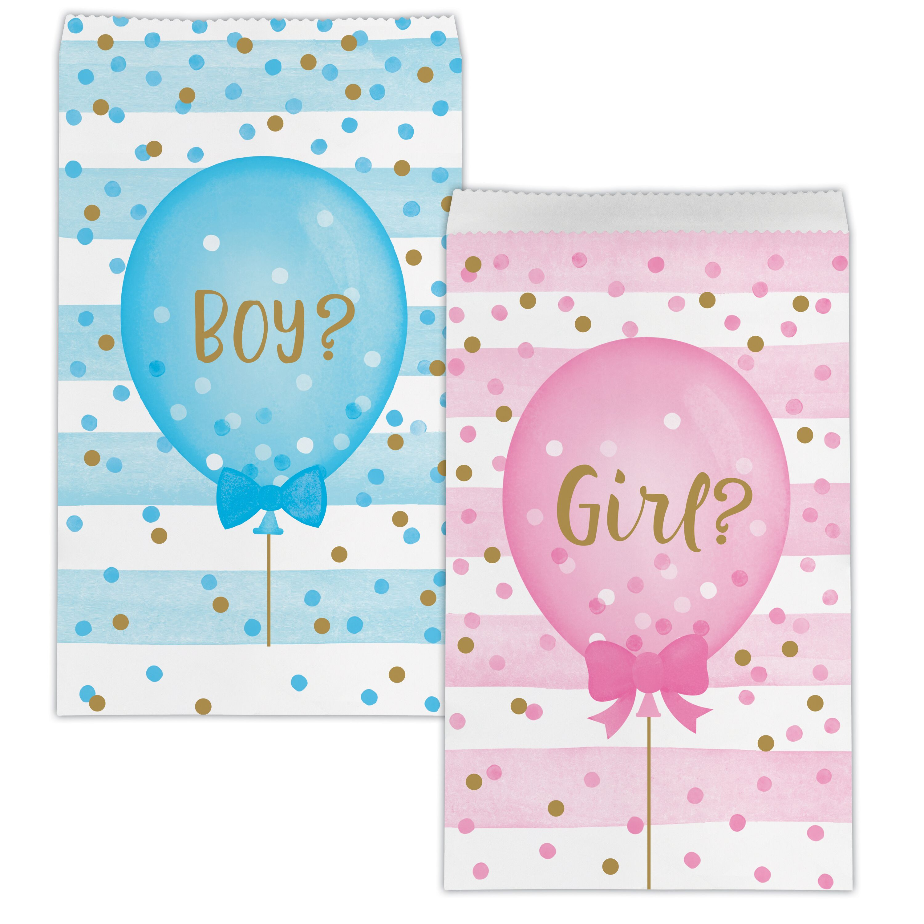 Gender Reveal Balloons Paper Treat Bag  Medium