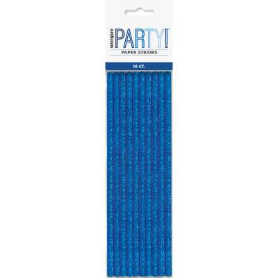 GLITZ BLUE Paper Straws Pack of 10