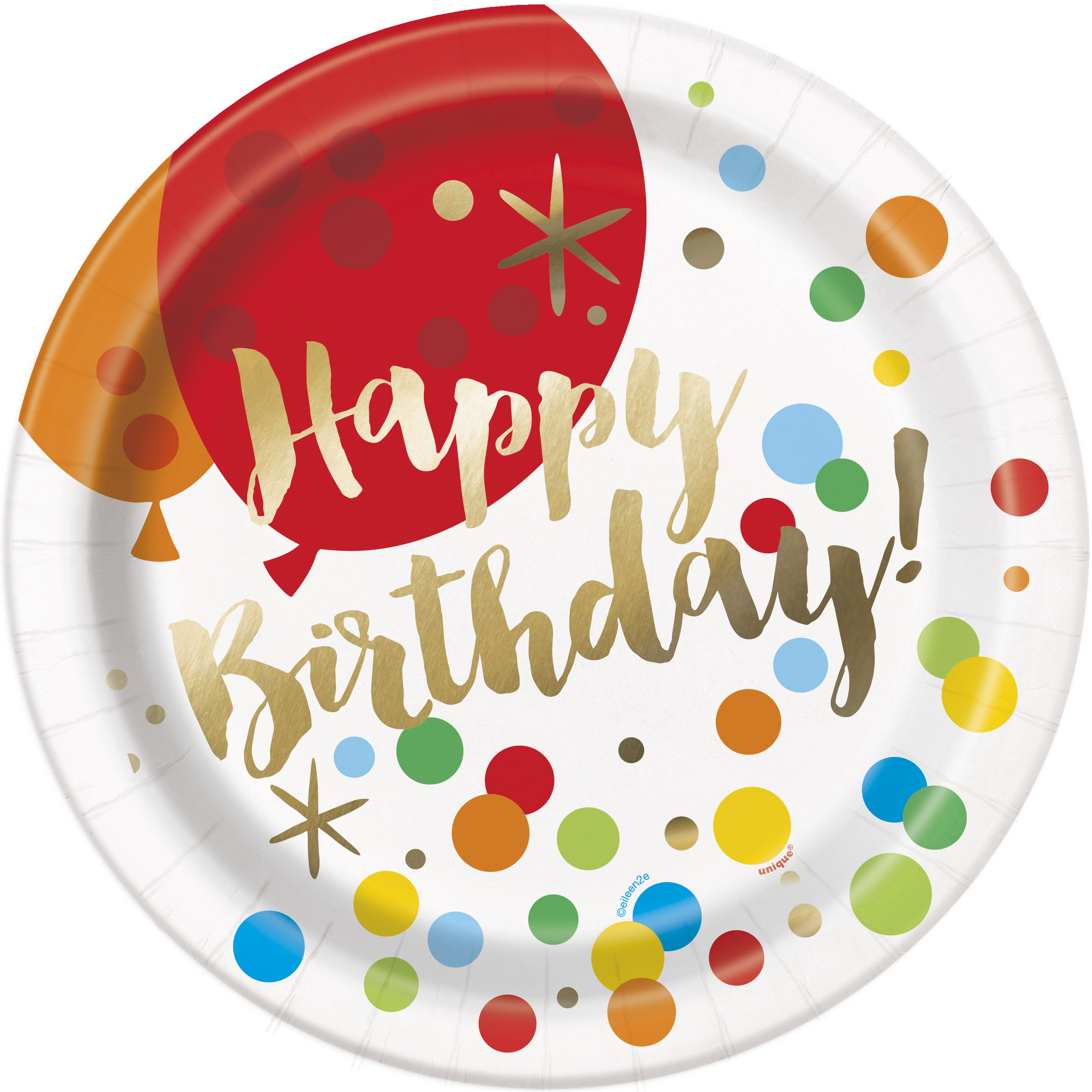 Glitzy Gold Foil Birthday Plates 9" (8pk)