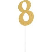 Gold Color Glitter  "Eight" Number Cake Topper