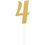 Gold Color  Glitter "Four" Number Cake Topper