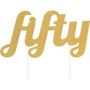 Gold Color  Glitter  Letters "Fifty"  Cake Topper
