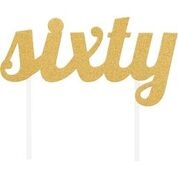 Gold Color  Glitter  Letters "Sixty"  Cake Topper