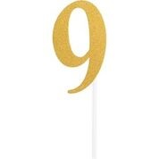 Gold Color  Glitter "Nine" Number Cake Topper