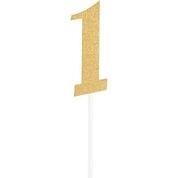 Gold Color Glitter "One" Number Cake Topper