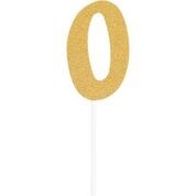Gold Color Glitter "Zero" Number Cake Topper
