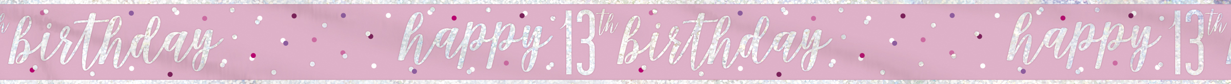 Happy 13th Birthday Glitz Pink & Silver Banner