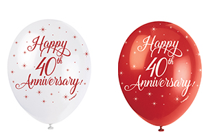 HAPPY 40TH ANNIVERSARY BALLOONS PACK OF 5