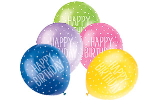 HAPPY BIRTHDAY ASSORTED BALLOONS PACK OF 5