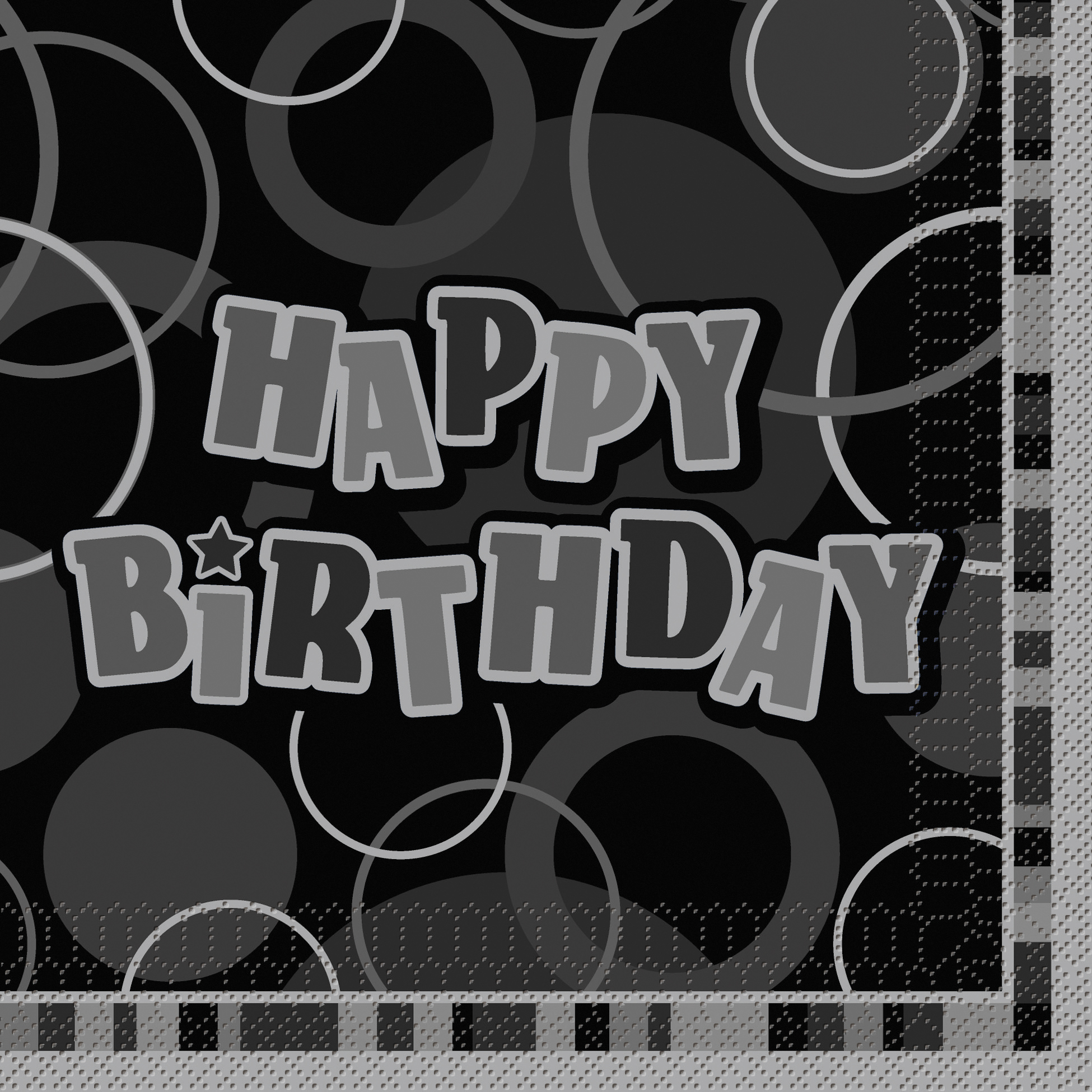 Happy Birthday Black & Silver Glitz Lunch Napkins (16pk)