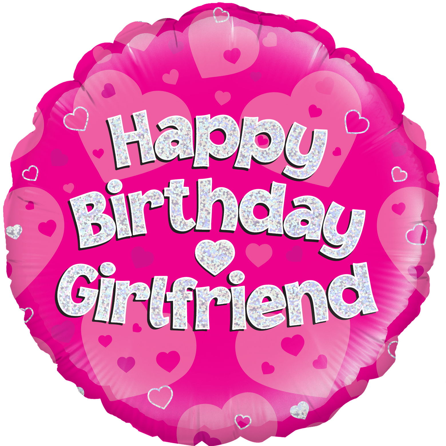 Happy Birthday Girlfriend Pink Holographic 18" Foil Balloon