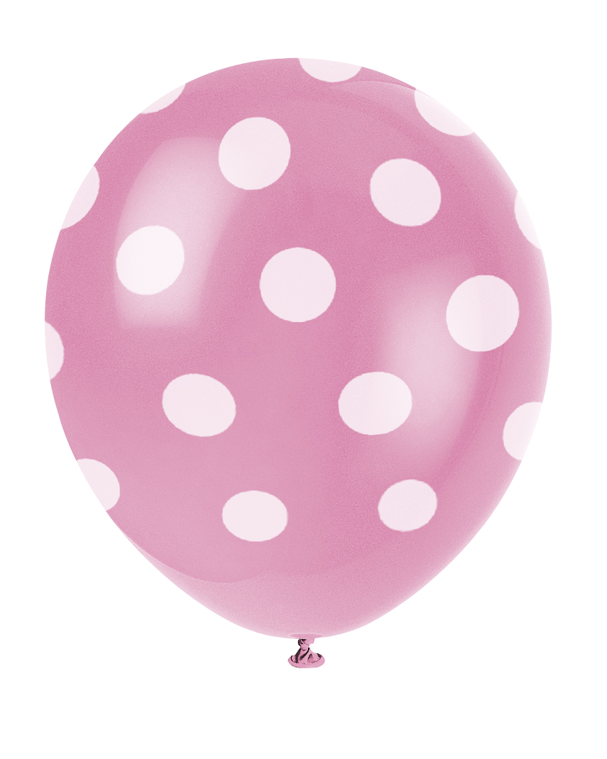 Hot Pink Dots Printed 12" Balloons (6pk)