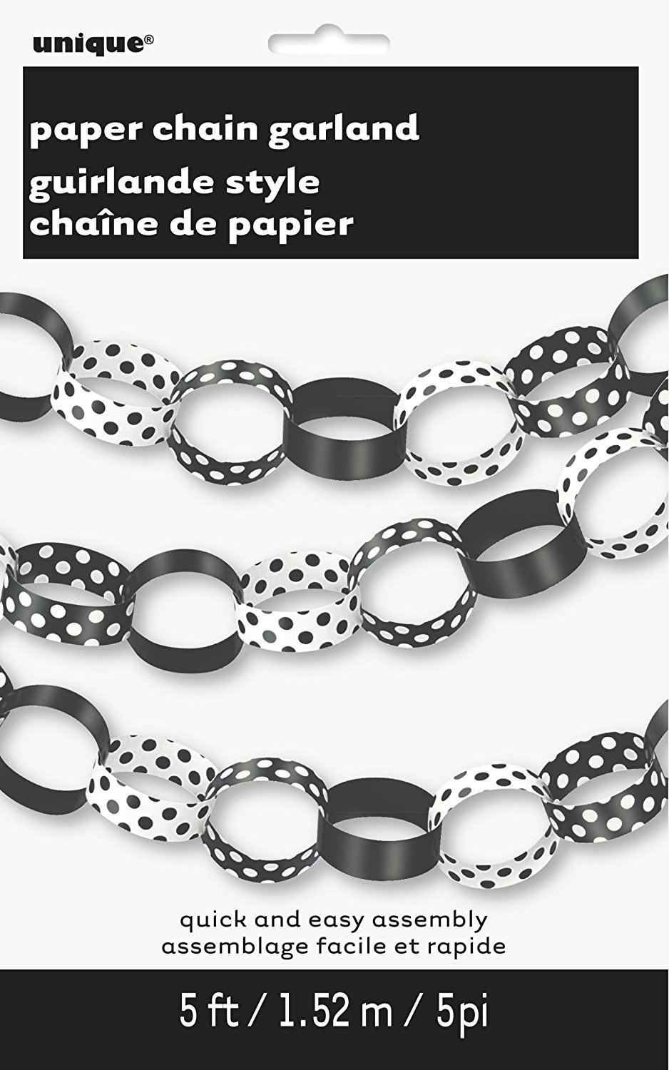 Midnight Black Dots Paper Chain 5ft