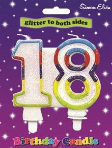 Milestone Birthday Candle - Number 18 (Sold in 6s)